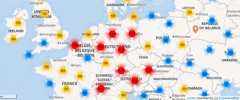 E Auto Ladesauelen Stromtankstellen Europa Karte