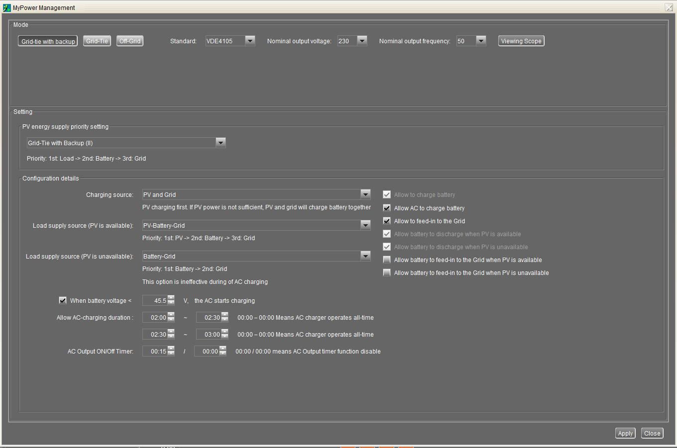 Voltronic Hybrid Wechselrichter Inverter EASun MPP Solar Infinisolar FSP einstellen Solarpower 05