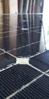 Solarmodul mit Glasschaden Glasbruch Hagelschaden Reparatur reparieren abdichten