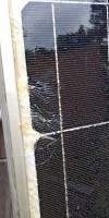 Solarmodul mit Glasschaden Glasbruch Hagelschaden Reparatur reparieren abdichten